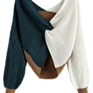 ‼️SOLD Colorblock Sweater - Teal, White, and Brown